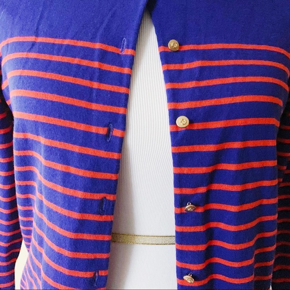 Womens Nautical Cardigan Sweater Navy Blue Anchors - Picture 3 of 4